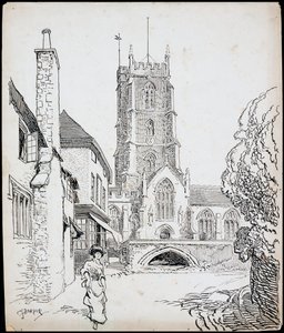 En utsikt fra sør av Priory Church of St George, Dunster, Somerset av Charles George Harper