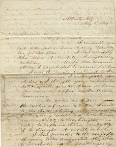 Brev signert C. Gibson [Charles Gibson], Atlantic City, til guvernør Gamble [Hamilton R. Gamble], 2. august 1861 av Charles Gibson