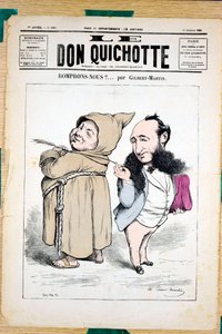 Omslag til ""Le Don Quixote"", nummer 330, satirisk i farger av Charles Gilbert Martin