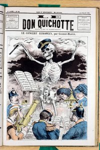 Omslag til ""Le Don Quixote"", nummer 422, satirisk i farger av Charles Gilbert Martin