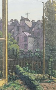 A London Back Garden (penn, blekk og akvarell på papir)