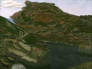 Boscastle Harbour, Cornwall (olje på lerret) av Charles Ginner