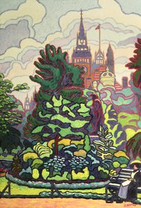 Hager langs Victoria Embankment av Charles Ginner
