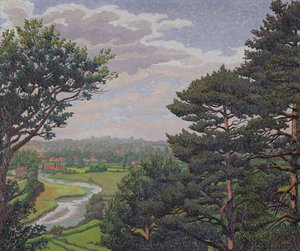 The River Avon, nær Salisbury (olje på lerret) av Charles Ginner