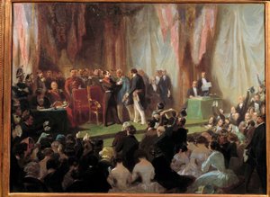 Prins-president Napoleon III dekorerer Æreslegionen Jean-Baptiste Pruvost, vognmann, 9. juni 1850 et Saint-Quentin-maleri av Sebastien Giraud (1819-1892) Musee du Chateau de Compiegne fra 1800-tallet