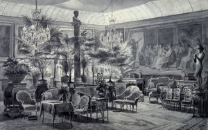 Winter Garden of Princess Mathilde, tegning med grått blekk og gouache av Charles Giraud (1819-1892) av Charles Giraud