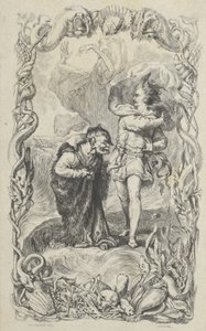 Illustrasjon til stormen: Caliban, Ferdinand og Ariel, 1836. av Charles Gray