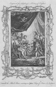 Edward den svarte prinsen venter på John King of France, hans fange, 1773. av Charles Grignion