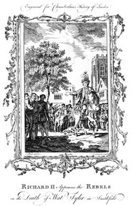 Kong Richard II formilder opprørerne ved døden til Wat Tyler, Smithfield, 1800-tallet. av Charles Grignion