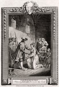 Lady Elizabeth Grey, begjærte Edward IV om å gjenopprette landene hennes, 1400-tallet, 1777