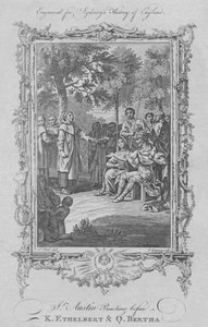 St. Augustine forkynner for kong Ethelbert og dronning Bertha, 1773. av Charles Grignion