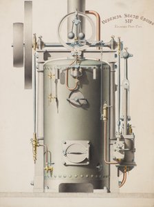 Vertikal dampmotor, 5 HK (akvarell)