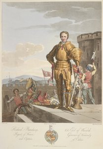 Richard Beauchamp (1381-1439) Earl of Warwick, Anno 1439, illustrasjon fra 'Kostume til de opprinnelige innbyggerne på de britiske øyer fra de tidligste periodene til det sjette århundre ...' av Sir Samuel Rush Meyrick og CH Smith, utgitt 1815 (far