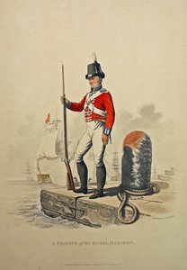 A Private of the Royal Marines, gravert av Joseph Constantine Stadler, utgitt 1815 (akvatint) av Charles Hamilton Smith
