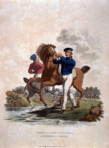 Heavy and Light Cavalry in Watering Order, fra 'Costumes of the Army of the British Empire, if the last Regulations 1812', gravert av JC Stadler, utgitt av Colnaghi und Co. 1812-15 (kol. av Charles Hamilton Smith