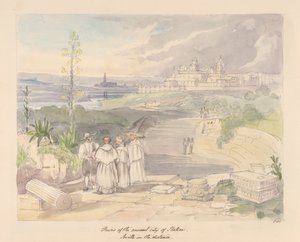 Ruinene av den gamle byen Italica, Sevilla i det fjerne av Charles Hamilton Smith