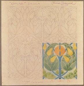 Omar, design for en silke og ull dobbelklut, 1898 (silke og ull) av Charles Harrison Townsend