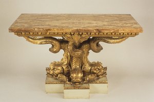 Konsollbord, tilskrevet Marsh & Tatham, ca. 1805 (tre, forgylt pakke og jaspis)