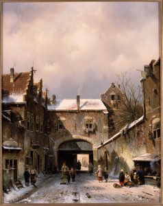 En landsbygatescene om vinteren, 1893