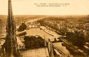 Postkort / Seine fra Notre Dame / Paris / Seine / Ile de France / Frankrike av Augustus Kollner