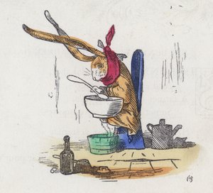 Kanin som lider av forkjølelse (farget gravering) av Charles Henry (after) Bennett
