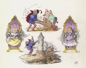 Den lille Piggy-parykken (farget gravering) av Charles Henry (after) Bennett