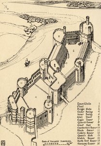 Et fugleperspektiv av Caernarvon Castle, Nord-Wales, 1931