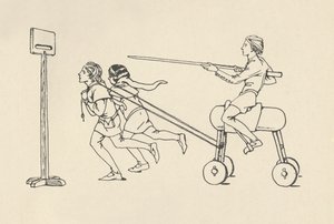 Gutter som spiller på Riding at the Quintain Romance of Alexander, ca. 1340. Bodleian, 1931 av Charles Henry Bourne Quennell