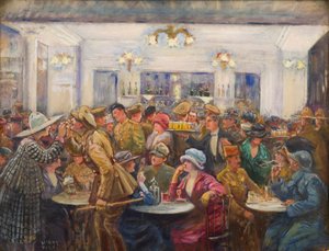 Olympia-drikkegryten under en pause, ca. 1918 (olje på lerretstavle)