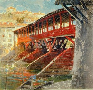 Ponte degli Alpini, Bassano del Grappa, ca. 1910 (reliefftrykk)