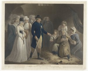 George III besøker Dorchester fengsel med familien Royal Beneficence (tittel på objekt) av Charles Howard Hodges