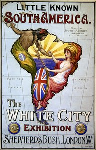 Plakat for det lite kjente Sør-Amerika - The White City Exhibition av Charles J. Hay
