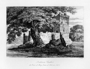 Lochleven Castle, Skottland, fengselet til Mary, Queen of Scots, 1840