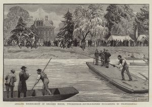 Fisketurnering på Orleans House, Twickenham, dobbelthendt fluekasting av profesjonelle av Charles J. Staniland