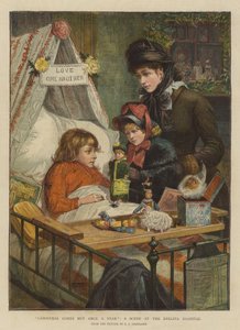 Julen kommer bare en gang i året, en scene på Evelina Hospital (chromolitho)