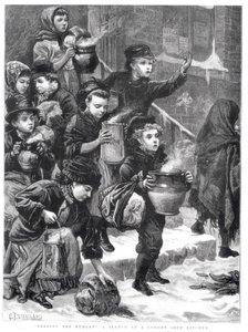 Feeding the Hungry, A London Soup Kitchen, 1880 av Charles J. Staniland