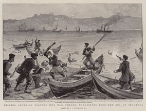 Drep armenske bærere som hadde kastet seg i havet ved Stamboul av Charles J. Staniland