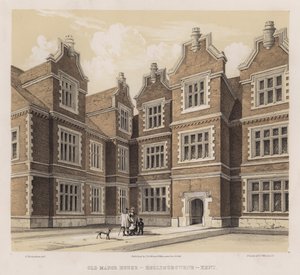Gammelt herregård, Hollingbourne, Kent (farge litho) av Charles James Richardson