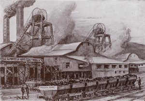 En walisisk kullgruve (litho)