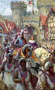 Edward V rir inn i London med hertug Richard