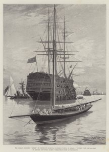 Den tyske keiserens meteor i Portsmouth havn, forankret foran Nelson