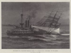 Senkingen av et fullrigget handelsfartøy på 1400 tonn av HMS Sanspareil off the Lizard av Charles John de Lacy