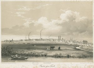 Burton-upon-Trent Bridge and Town: tonet litografi, nd [c 1840]