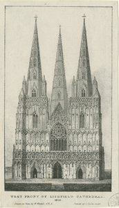 Lichfield Cathedral - West Front: gravering, 1819 av Charles Joseph Hullmandel