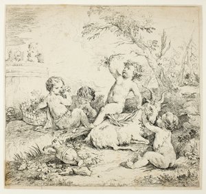 Kjeruber med en geit av Charles Joseph Natoire