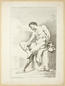 Figur, fra Second book of figures of Academys gravert delvis av professorene ved Royal Academy av Charles Joseph Natoire