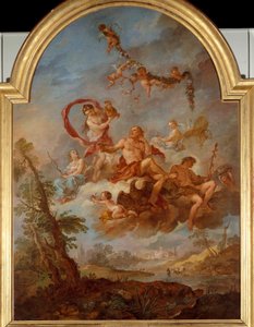 Jupiter servert av Hebe Hebe, datter av Jupiter tjener faren sin under en fest. Maleri av Charles Joseph Natoire (Charles-Joseph Natoire av Charles Joseph Natoire