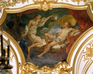 Psyche hever lampen for å tenke på sin kone Eros (eller kjærlighet) takmaleri av Charles Joseph Natoire (Charles-Joseph Natoire av Charles Joseph Natoire