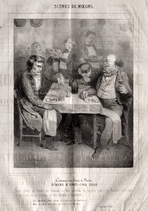 Scener med oppførsel: Lik eller spis middag i Paris. Diners på tjuefem sous. Tre retter etter leverandørens valg... av Charles Joseph Traviès de Villers