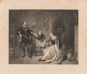 Signering av dødsdommen til Lady Jane Grey. av Charles Kennedy Burt